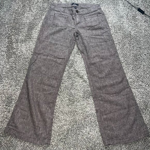 Vintage Express Y2K Brown Linen Blend Wide Leg Pants - Size 10 - Picture 1 of 6